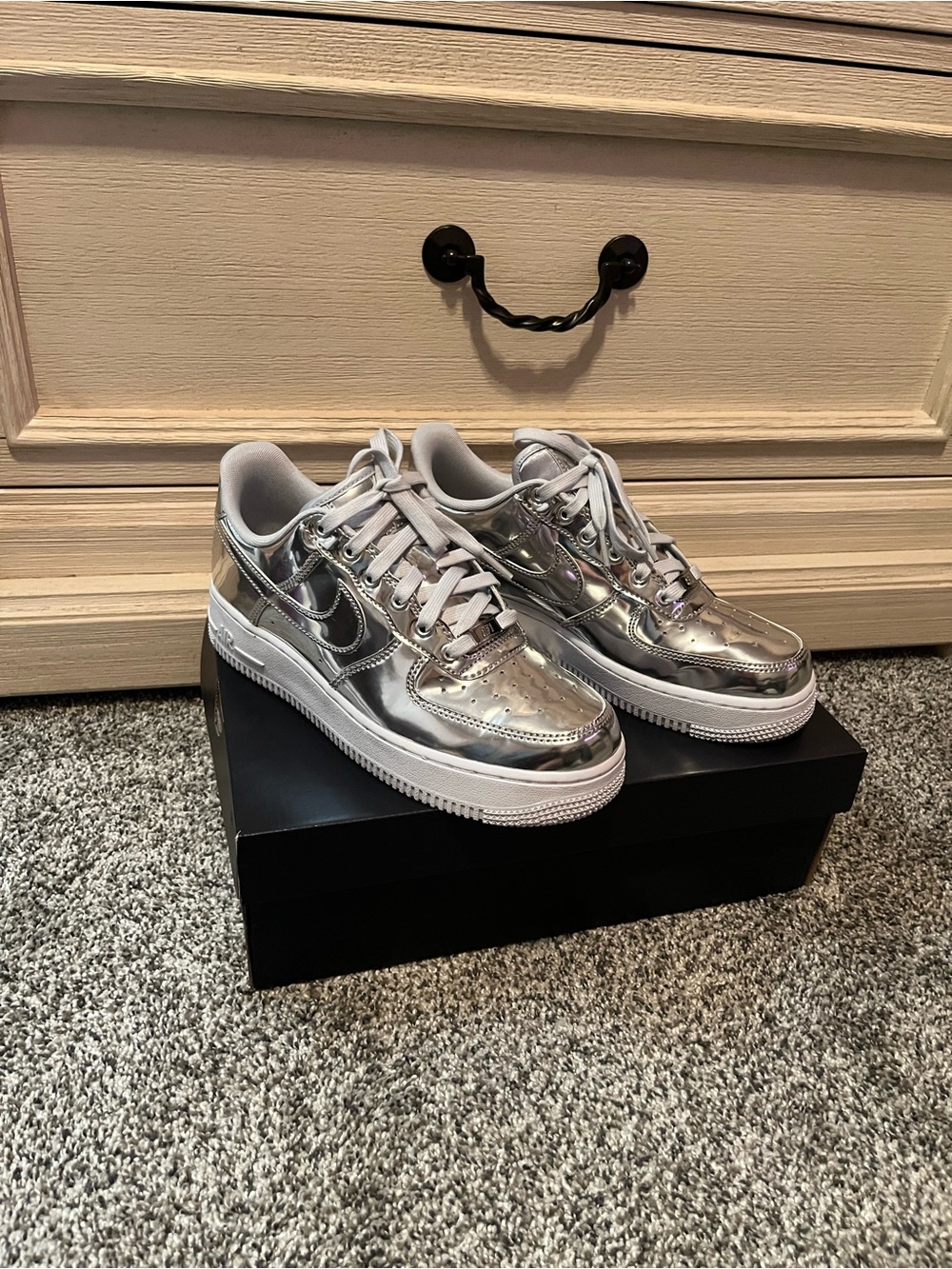 Metallic Silver Low-Top Sneakers